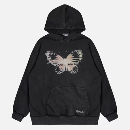 Aelfric Eden Washed Butterfly Print Hoodie